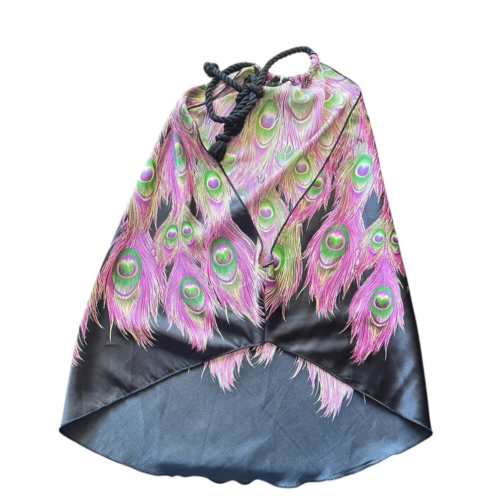 Y2K Peacock Halter Open Back Purple Multicolor Women’s Top - Picture 6 of 9